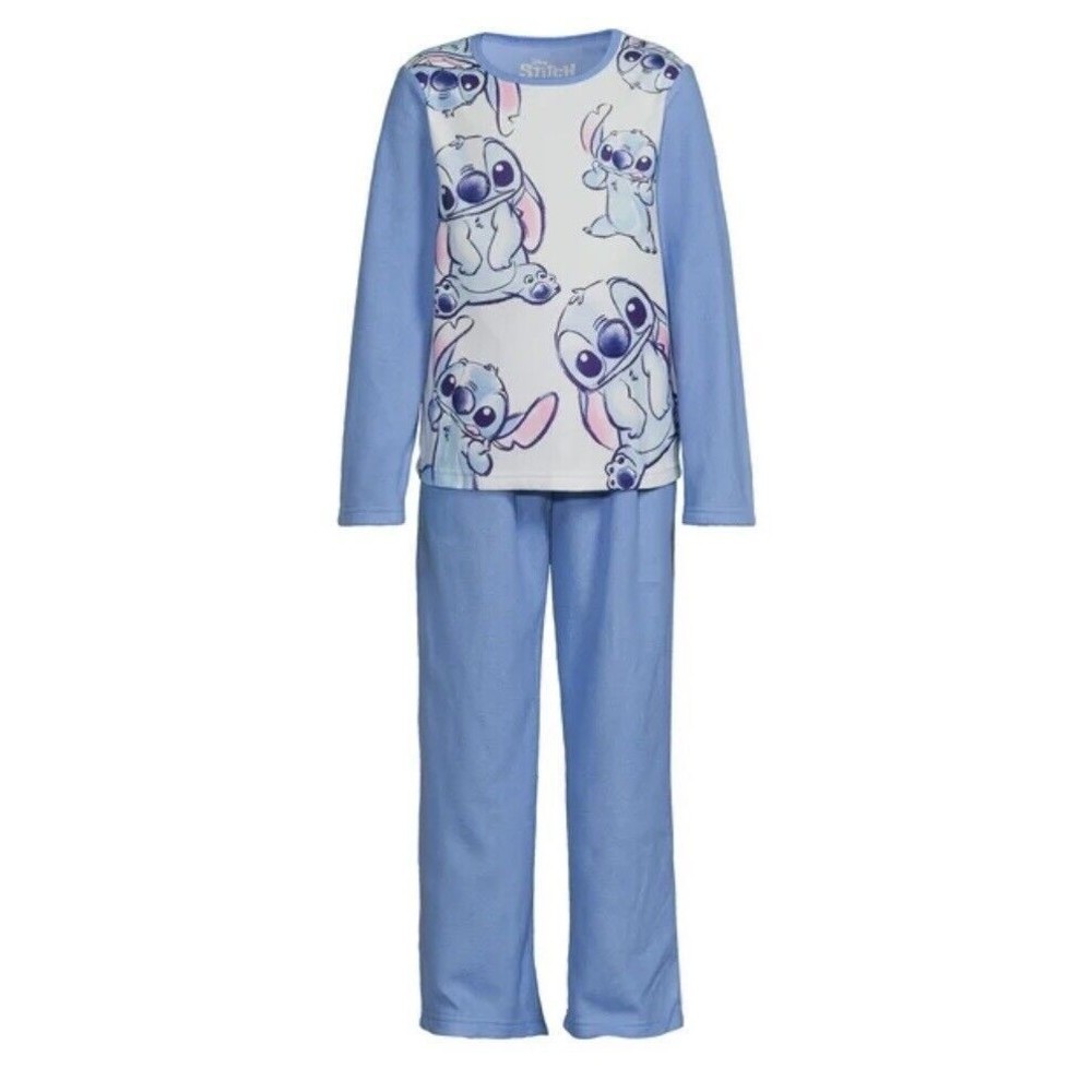 NIP Lilo & Stitch Girl PJ’s Long Sleeve Pants 2pc Set Blue Fleece 6/6x